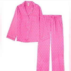 Victoria's Secret Pink Pop Heart Satin Pajama Set Size XL